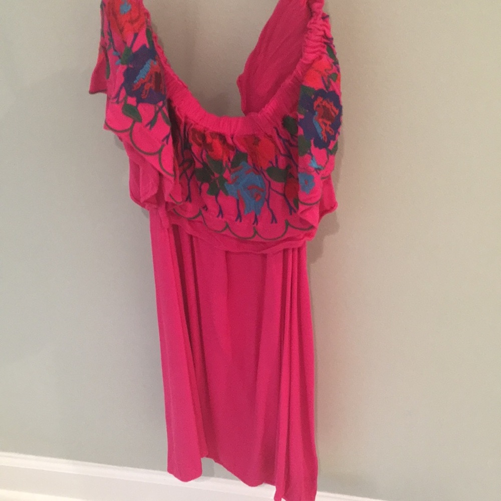 Umgee off the shoulder hot pink floral tunic/top
